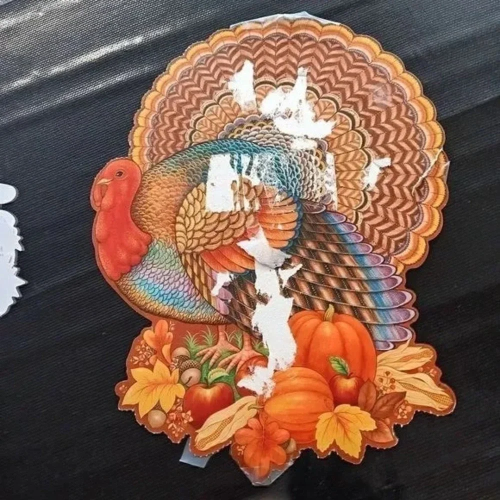 VTG 1970s Beistle Thanksgiving Cardboard Cutouts Lot Turkey Pilgrim Fall‎ Decor